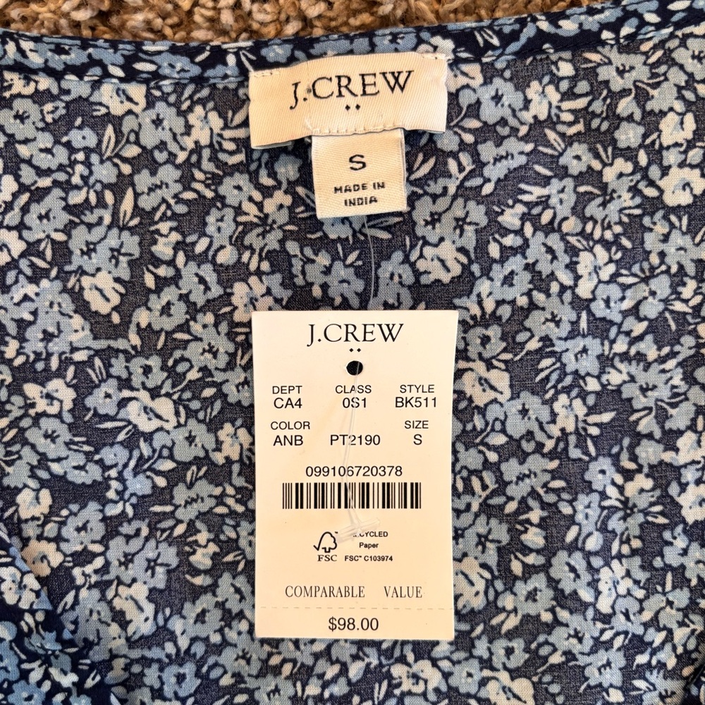 J.Crew Factory Lightweight Cotton Puff-Sleeve Mini Dress – NWT – Size Small - Picture 3 of 9